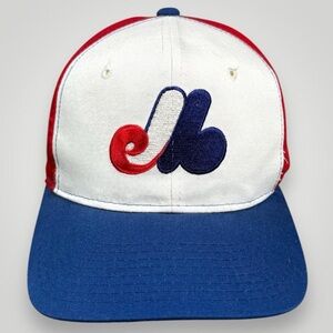 Vintage 90s Montreal Expos Pinwheel MLB Baseball Ted Fletcher Snapback Hat Cap